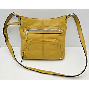 Vintage Y2K Tignanello Leather Shoulder/Crossbody Bag Purse Pockets Mustard